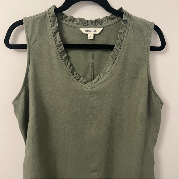 Briggs Women's Linen Blend Sleeveless Dress, Olive Green, Large - Picture 4 of 16